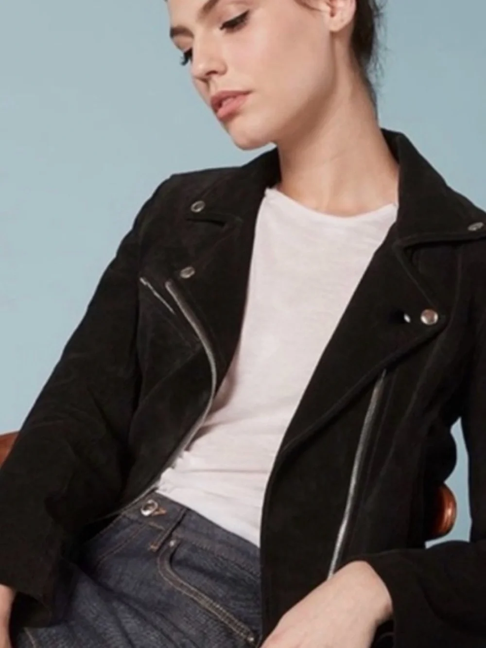 Black Reformation Suede Moto Jacket - Women's M - Picture 2 of 4